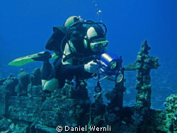 Dive buddy Dany with only his wreck movie in mind :-) by Daniel Wernli 